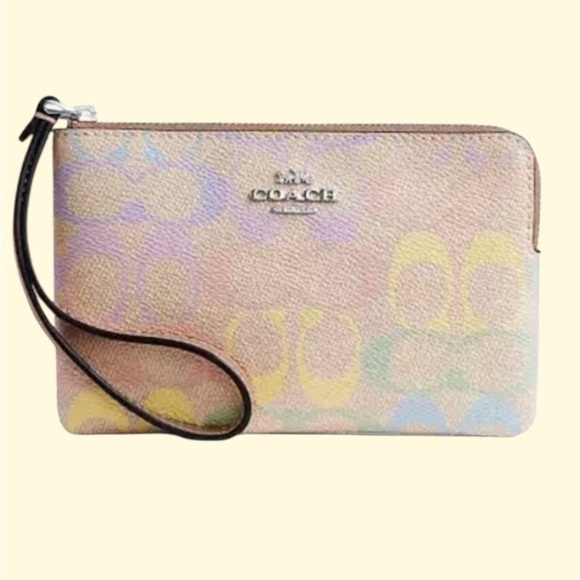Coach Handbags - Coach Corner Zip Rainbow Wristlet in Signature Leather w Coach Hang Tag. NWT
